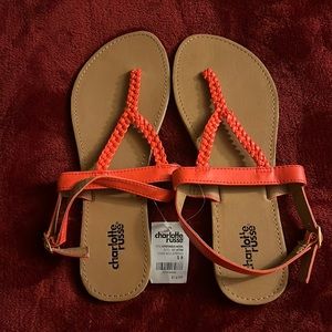 Charlotte Russe- Spring Coral Braided Sandals